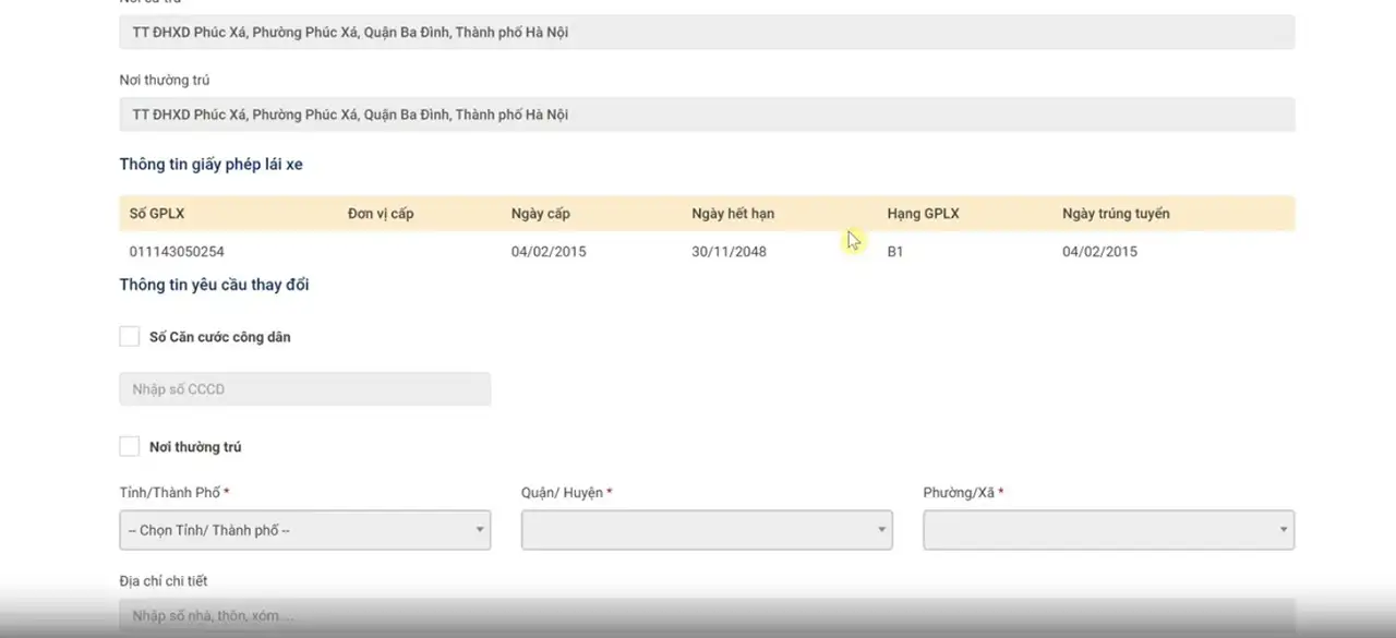 chi tiet cac buoc doi gplx truc tuyen nhan ket qua tai nha cong an khong cap doi gplx qua dien thoai eLoT