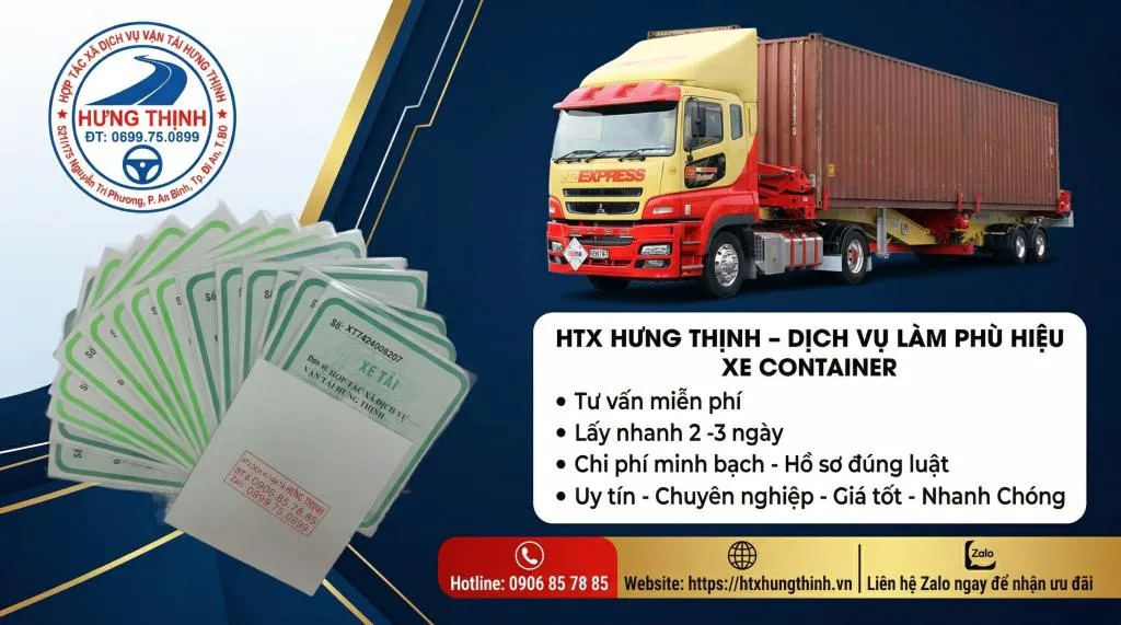 Dịch vụ làm phù hiệu xe container - HTX Hưng Thịnh