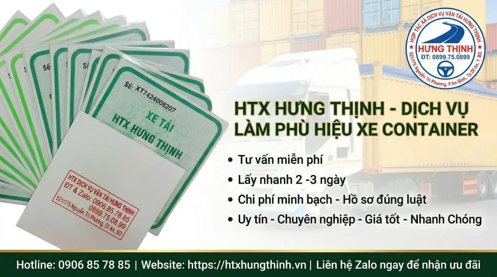 Dịch vụ làm phù hiệu xe container - HTX Hưng Thịnh