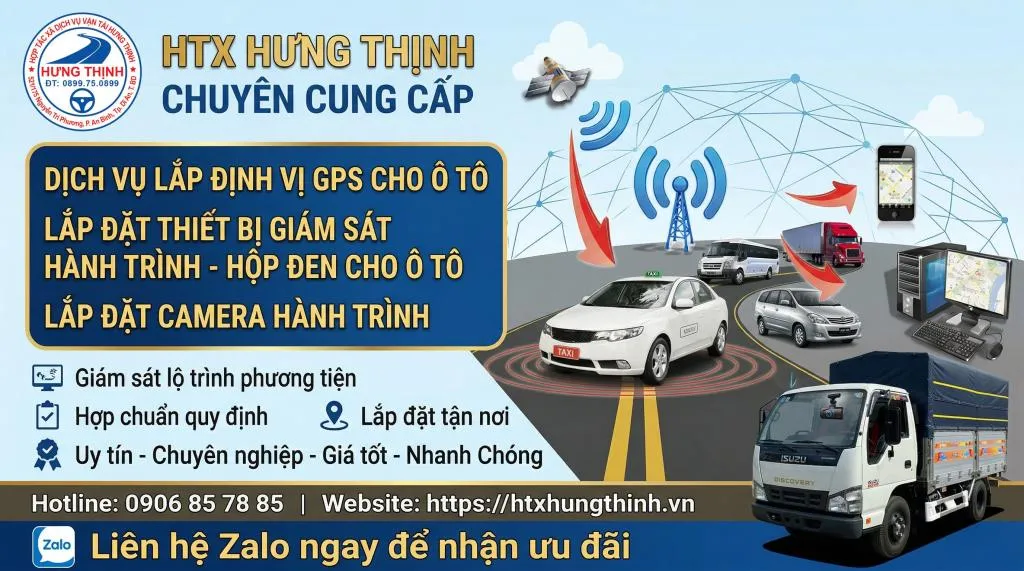 Lắp định vị gps - thiết bị giám sát hành trình cho xe ô tô - HTX Hưng Thịnh