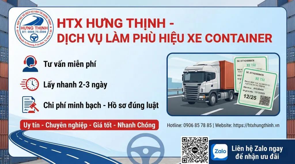 Phù hiệu xe container - HTX Hưng Thịnh
