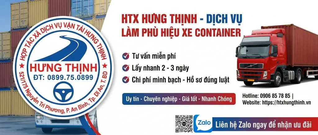 Phù hiệu xe container - HTX Hưng Thịnh
