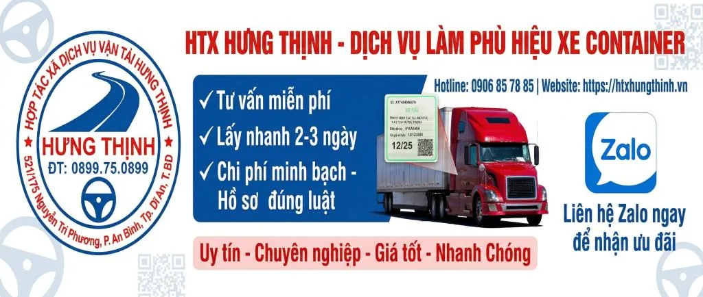 Phù hiệu xe container - HTX Hưng Thịnh