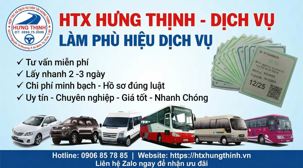 Phù hiệu xe hợp đồng - HTX Hưng Thịnh