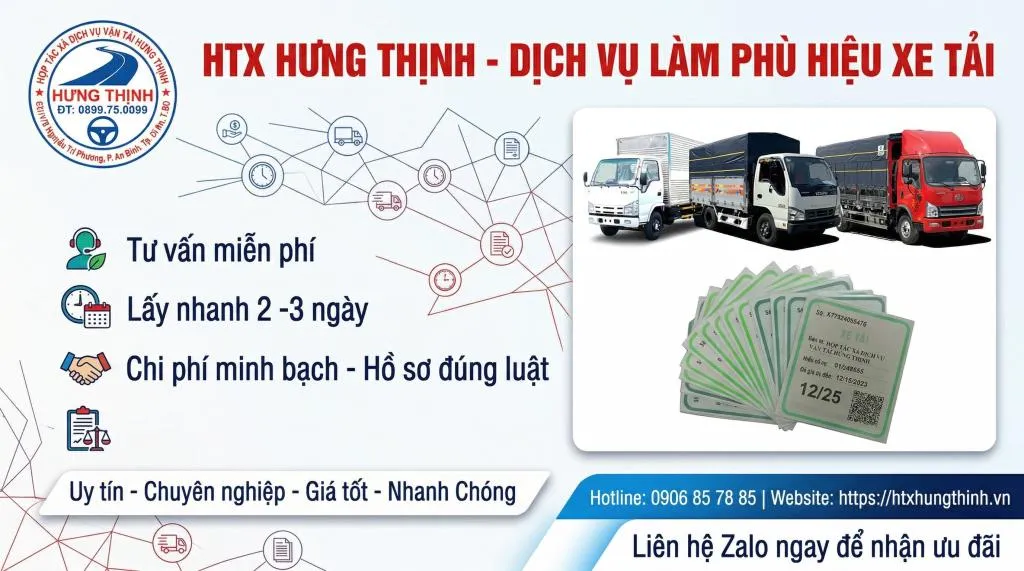 Làm phù hiệu xe tải tại quận 1 8 Phù hiệu xe tải - HTX Hưng Thịnh