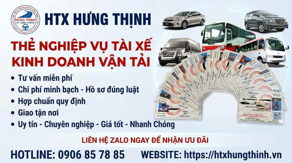 Thẻ nghiệp vụ tài xế - Kinh doanh dịch vụ vận tải ô tô