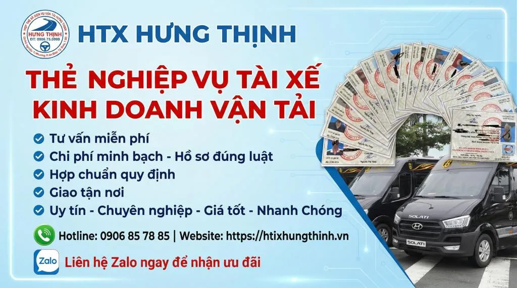 Thẻ nghiệp vụ tài xế - Kinh doanh dịch vụ vận tải ô tô