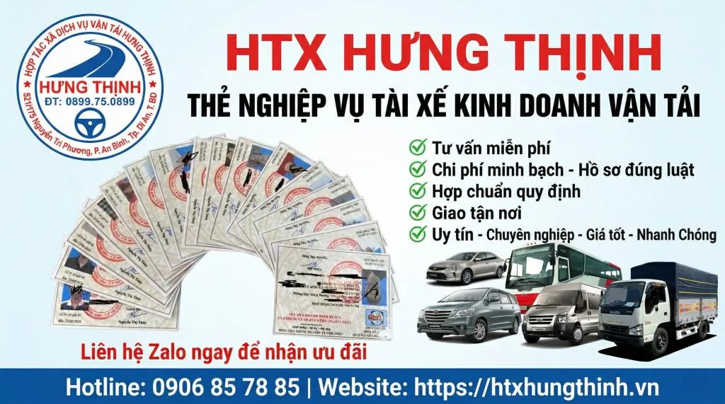 Thẻ nghiệp vụ tài xế - Kinh doanh dịch vụ vận tải ô tô