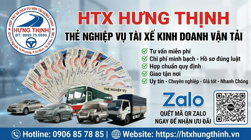 Thẻ nghiệp vụ tài xế - Kinh doanh dịch vụ vận tải ô tô