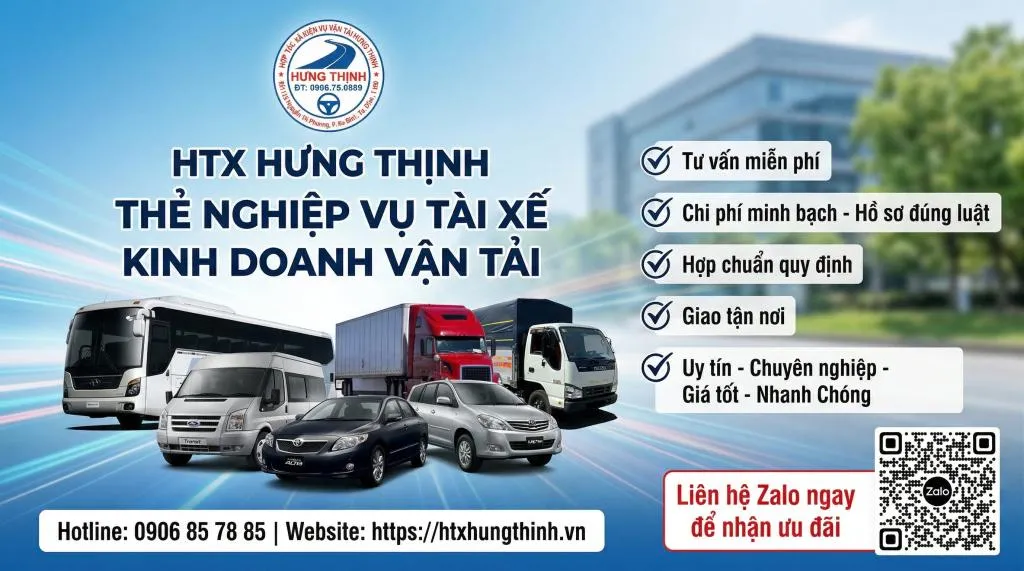 Thẻ nghiệp vụ tài xế - Kinh doanh dịch vụ vận tải ô tô