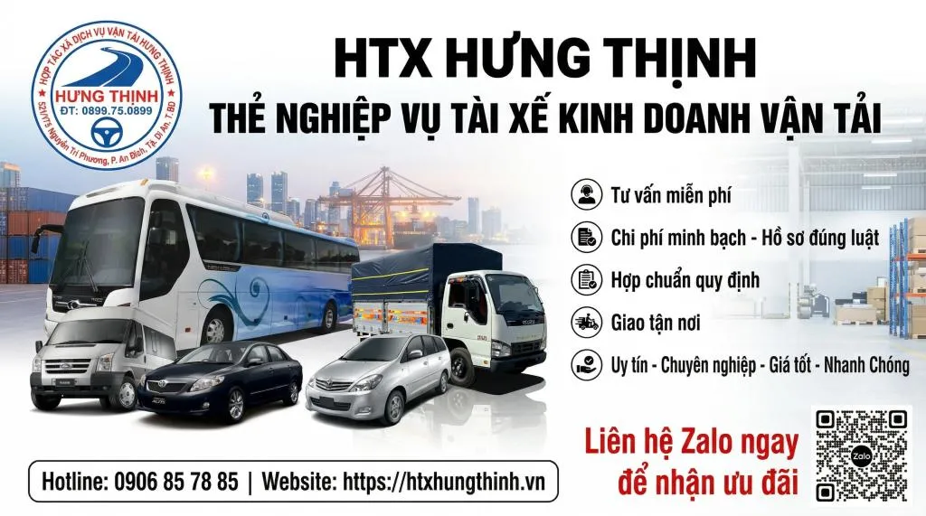 Thẻ nghiệp vụ tài xế - Kinh doanh dịch vụ vận tải ô tô